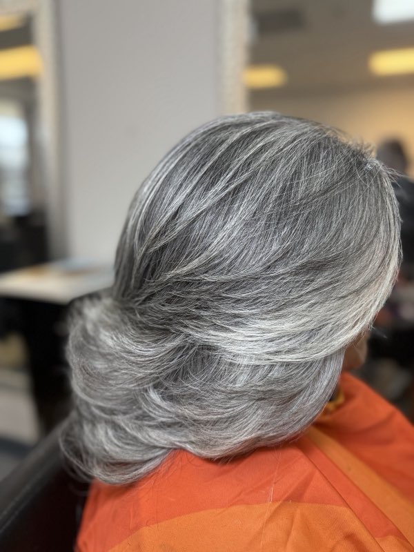 Elegant silver-gray layered blowout